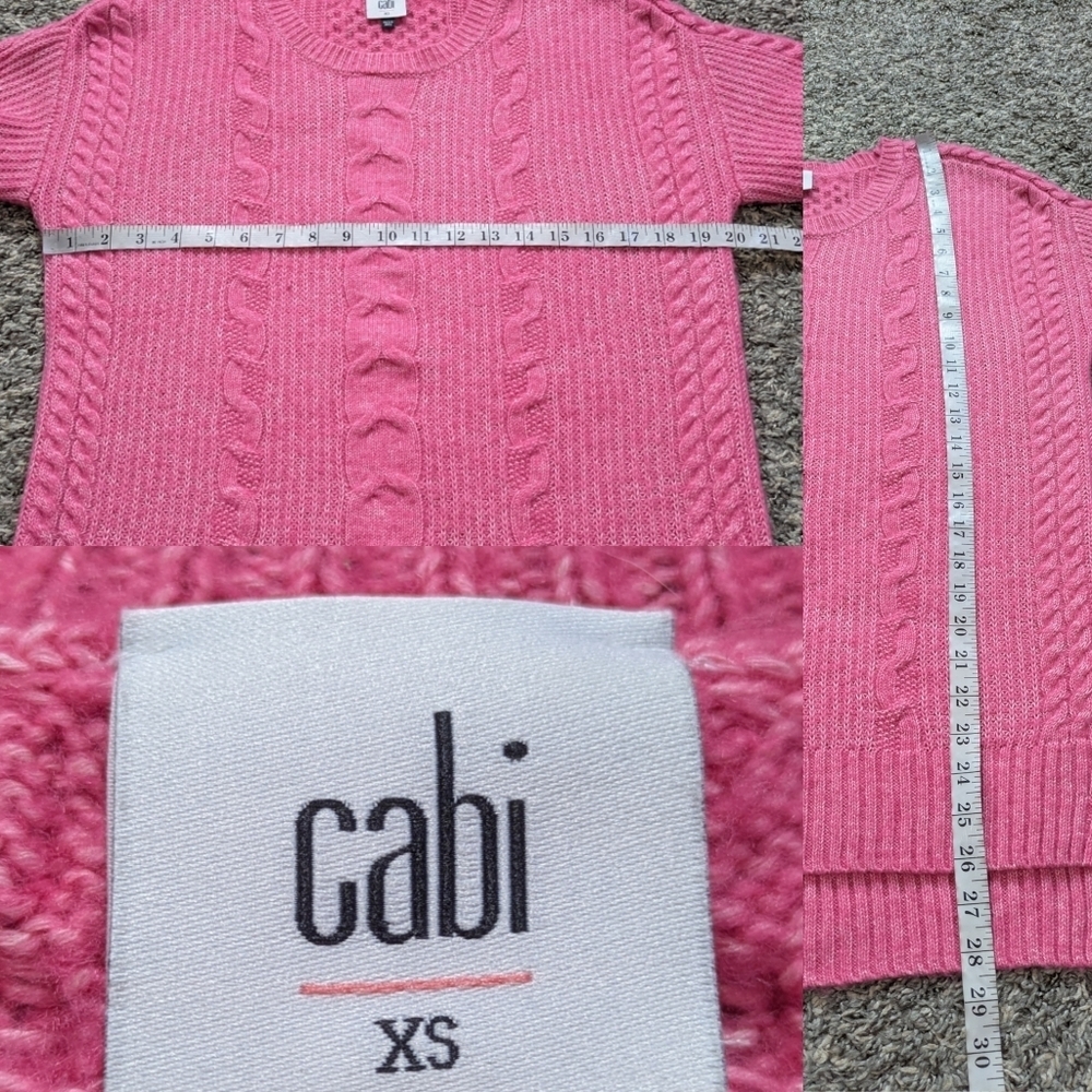Cabi Pink Cable Knit Long Sleeve Cotton Blend Sweater XS - Picture 7 of 7